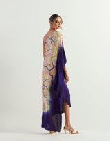Eclectic Printed One Shoulder Tie Dye Kaftan Dress