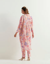 Printed Long Shirt Tunic With Heavy Georgette Pants