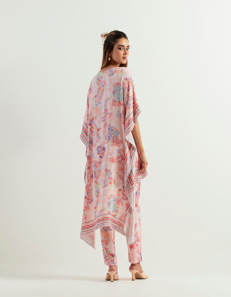 Highlow Printed Tunic Paired With Chanderi Pants