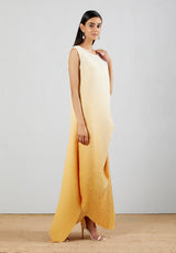 Ivory Yellow Shaded Crinkle Crepe Dress