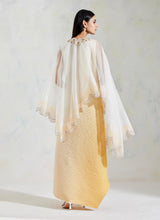 Ivory and Yellow Organza and Crinkle Crepe Cape and Dress