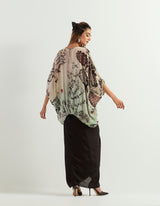 Saaya Printed Top With Drape Satin Skirt