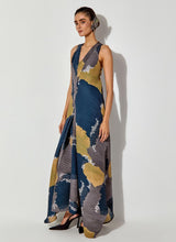 Multicolor Pleated Draped Maxi Dress.