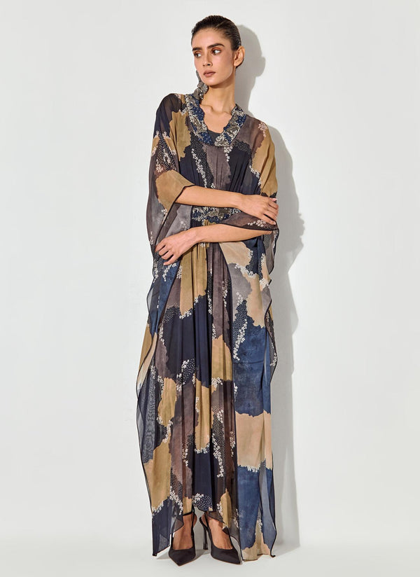 Multicolor Thread And Sequence Emrboidery Kaftan Dress