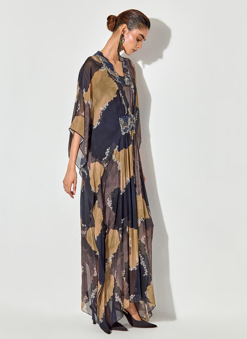 Multicolor Thread And Sequence Emrboidery Kaftan Dress