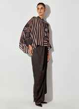 Multicolor Gyspy Rose Printed Top Paired With Drape Satin Skirt