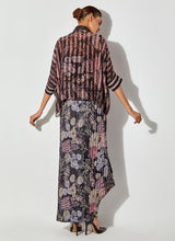 Multicolor Gypsy Rose Crepe Shirt Paired With Pleated Crinkle Drape Skirt