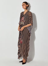 Multicolor Gypsy Rose Printed Brooch Kaftan Dress