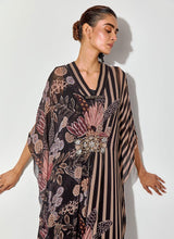 Multicolor Gypsy Rose Printed Brooch Kaftan Dress