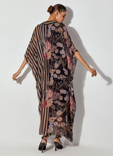 Multicolor Gypsy Rose Printed Brooch Kaftan Dress