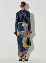 Multicolor Chanderi Shirt With Hand Embroidered Cuff Paired With Pleated Drape Skirt