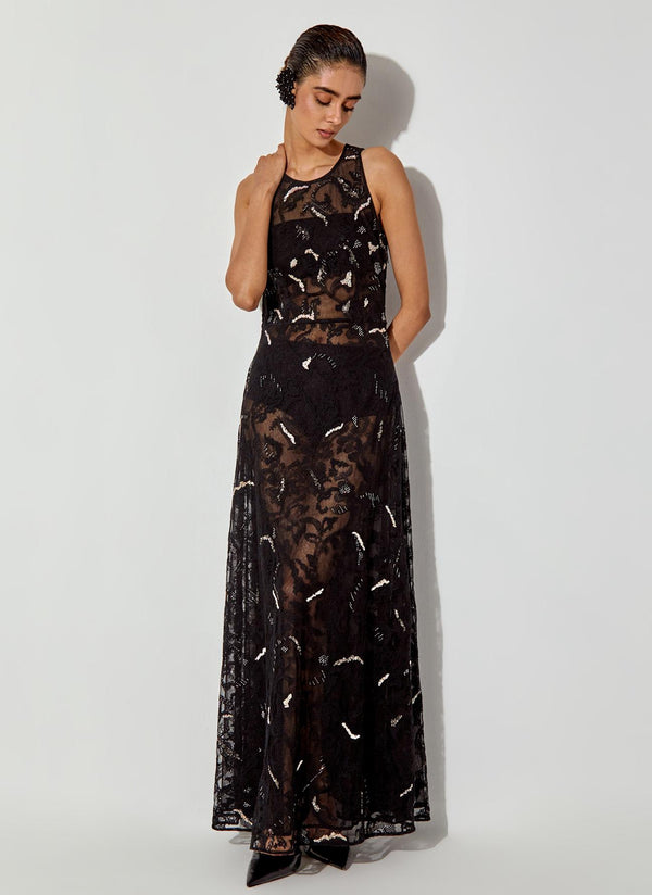 Black Embroidered Maxi Dress