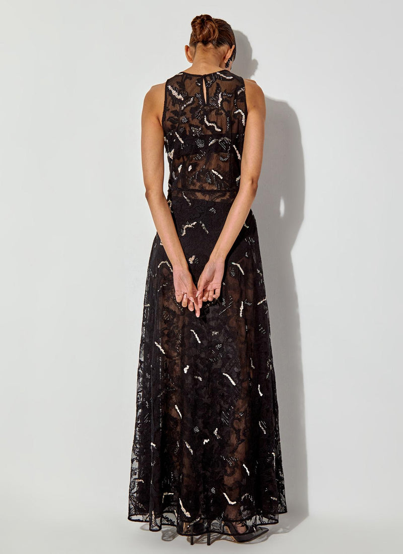 Black Embroidered Maxi Dress