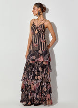 Black Gypsy Rose Printed Maxi Tier Dress