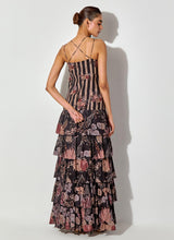 Black Gypsy Rose Printed Maxi Tier Dress