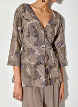 Grey Peplum Embroidred Top In Silk Organza Paired With Chiffon Sharara Pants