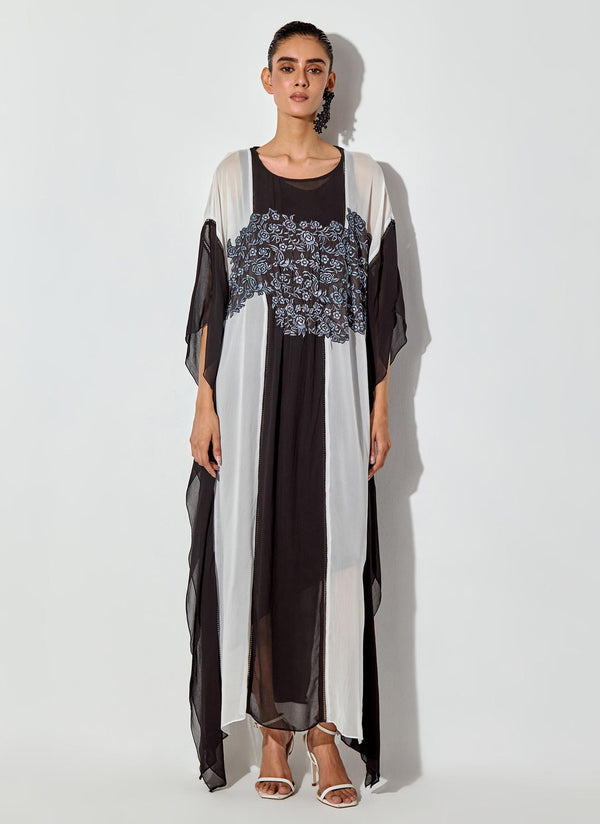 Multicolor Printed And Embroidered Long Maxi Dress