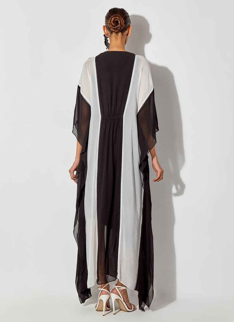 Multicolor Printed And Embroidered Long Maxi Dress