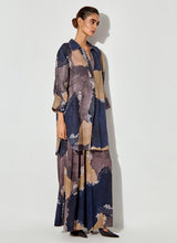 Multicolor Pure Linen Printed Shirt Paired With Crepe Panelled Pants