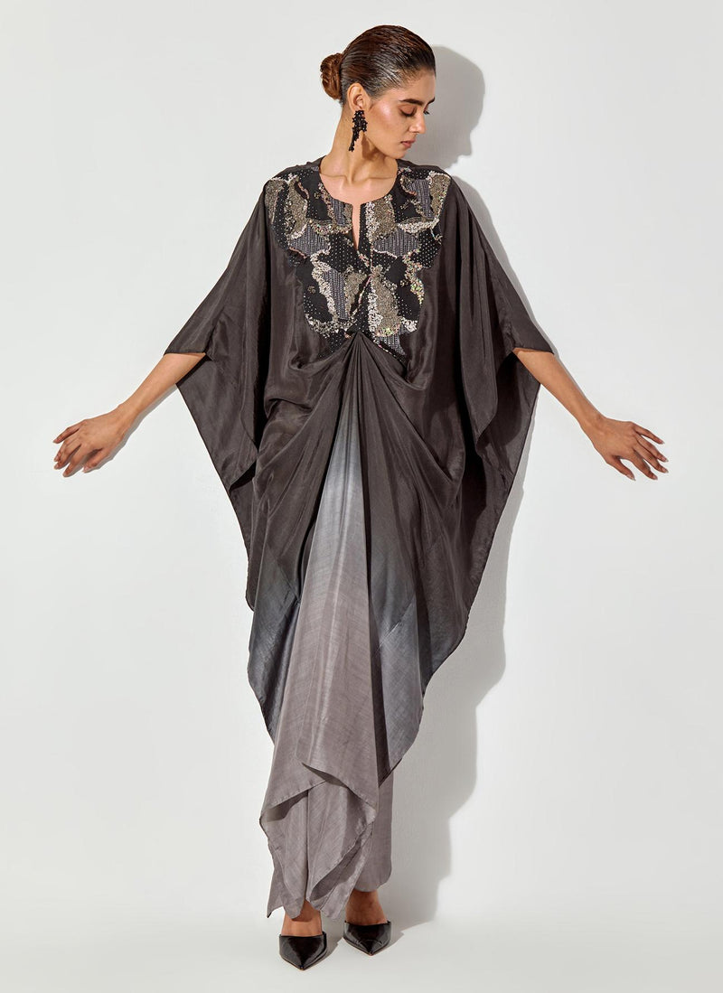Grey Black And Grey Shaded Kaftan Dress