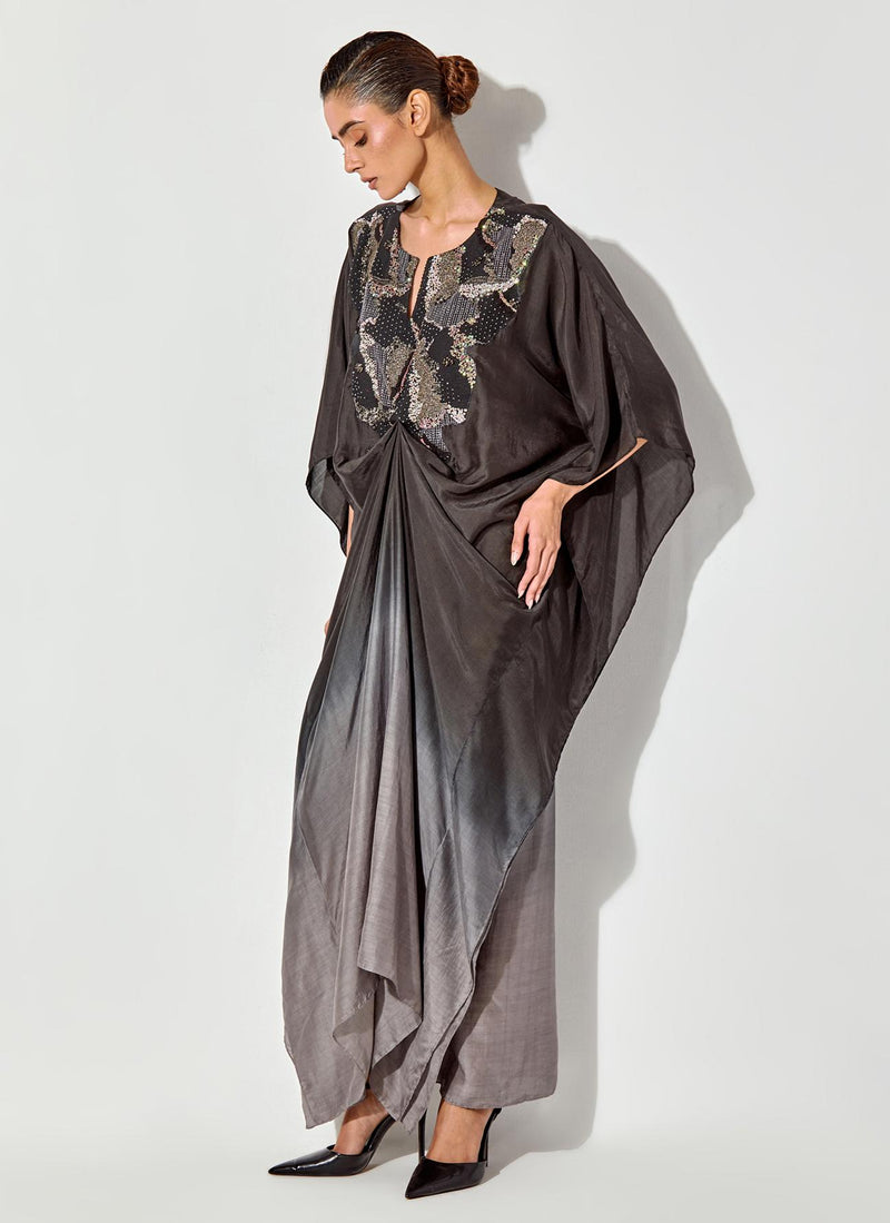 Grey Black And Grey Shaded Kaftan Dress