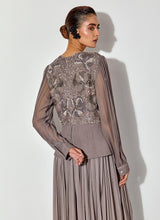 Grey Peplum Embroidered Dress