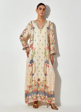 Off White Printed And Sequin Embroidered Tunic Maxi Dress
