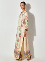 Off White Printed And Sequin Embroidered Tunic Maxi Dress