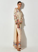Off White Printed And Sequin Embroidered Tunic Maxi Dress