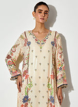 Off White Printed And Sequin Embroidered Tunic Maxi Dress