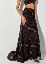 Multicolor Embroidered Skimpy Top Paired Embroidered Mermaid Skirt With Back Trail