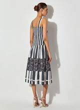 Black Printed And Embroidered Mid Calf Length Dress