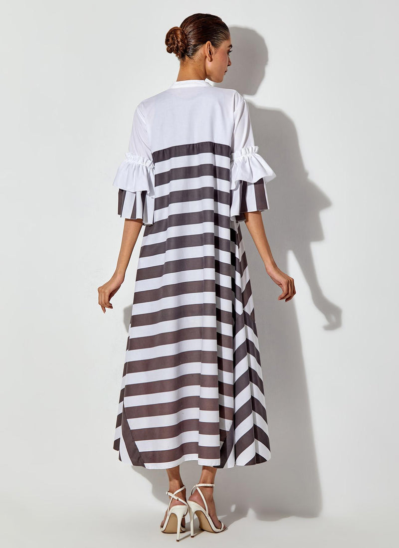 Multicolor Printed Long Maxi Dress With Lace Detailing