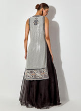 Multicolor Printed And Sequin Embroiderd Jacket Cape With Inner Pafired With Organza Skirt