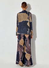 Multicolor Textured Blazer With Embroidered Collar Paired With Crepe Panelled Pants