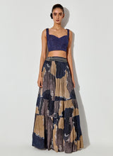 Multicolor Tier Skirt In Textured Georgette With Smocking On Waist