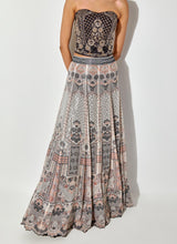 Multicolor Printed And Sequin Embroidred Skirt Paired With Hand Embellished Corset Blouse