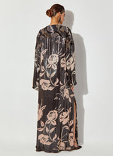 Black Sequin Floral Printed Long Dress With Tread And Bead Work Yoke