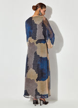 Multicolor Textured Maxi Dress With Embroidered Detailing On Neck And Sleeves