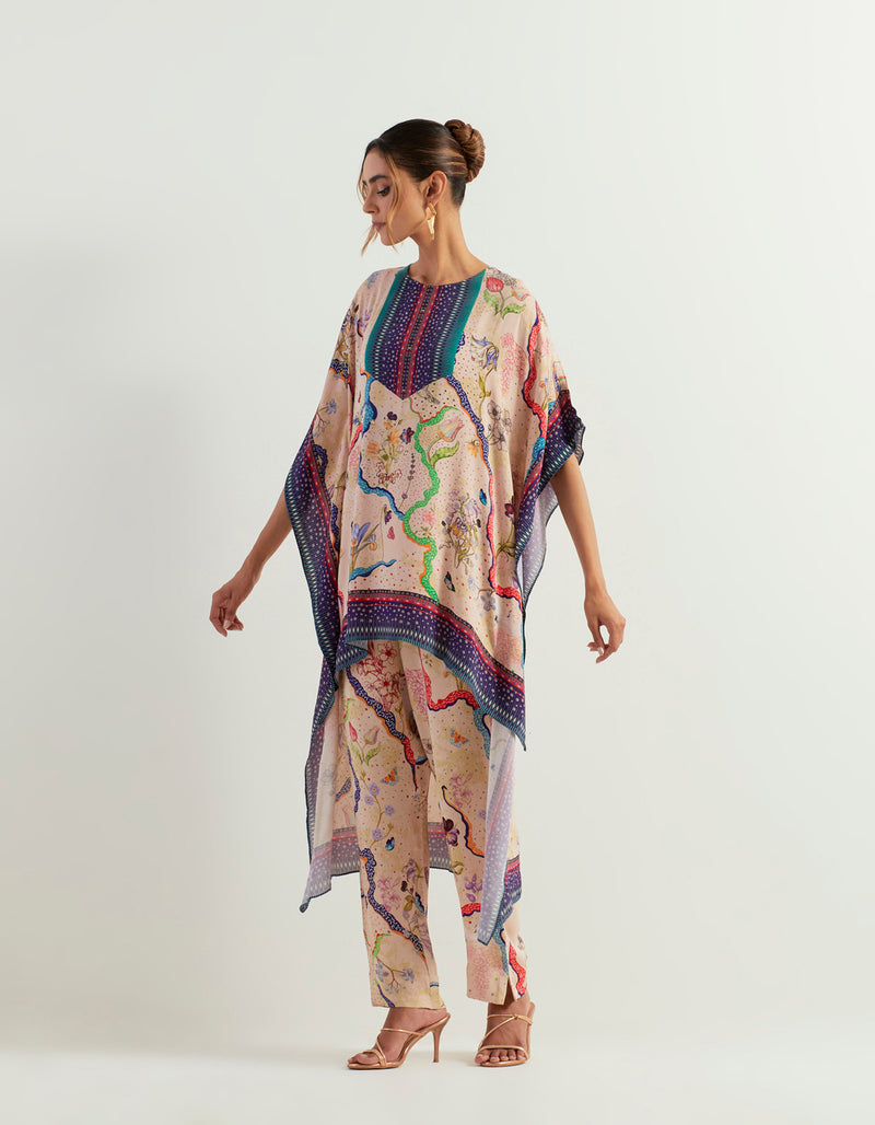 Eclectic High Low Printed Tunic With Pants