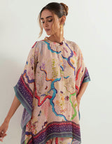 Eclectic Printed Poncho With Heavy Georgette Pants