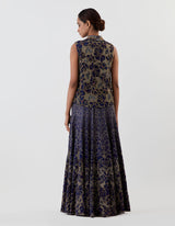 Blue Embroidered Lehenga with Jacket and Blouse