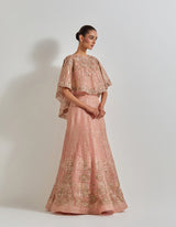 Desert Rose Cape Paired With Fully Embroidered Skirt