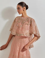 Desert Rose Cape Paired With Fully Embroidered Skirt