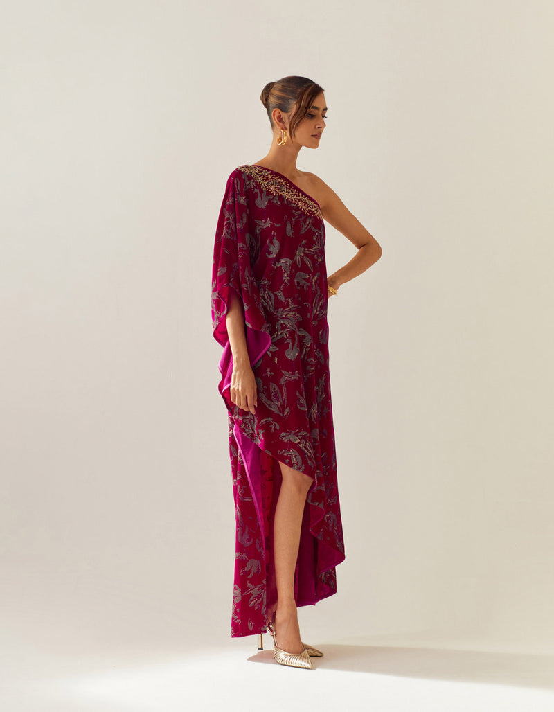 Fuchsia Valour One Shoulder Dress