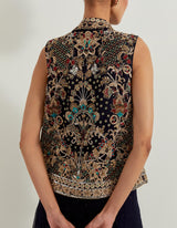 Blue Dori And Hand Embellished Sharara With Bustier And Jacket