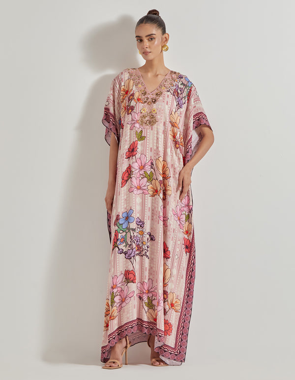 Multicolor Petal Prism Printed Kaftan