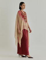 Red With Pink Rosette Nomad Cape With Trouser