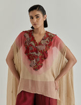 Red With Pink Rosette Nomad Cape With Trouser