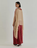 Red With Pink Rosette Nomad Cape With Trouser